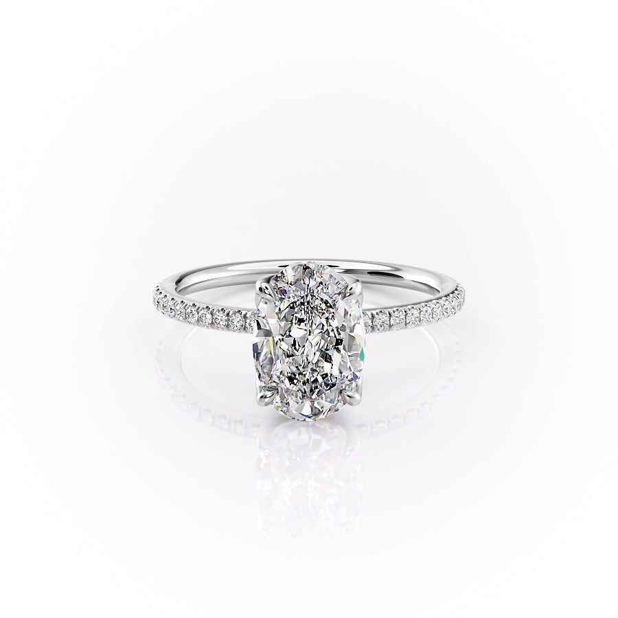 The Pave Lisa Set With A 3 Carat Oval Lab Diamond