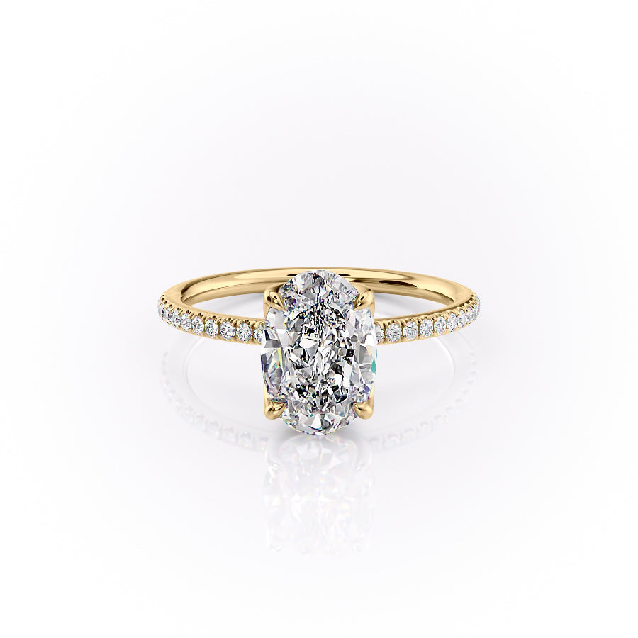 The Pave Lisa Set With A 2 Carat Oval Lab Diamond
