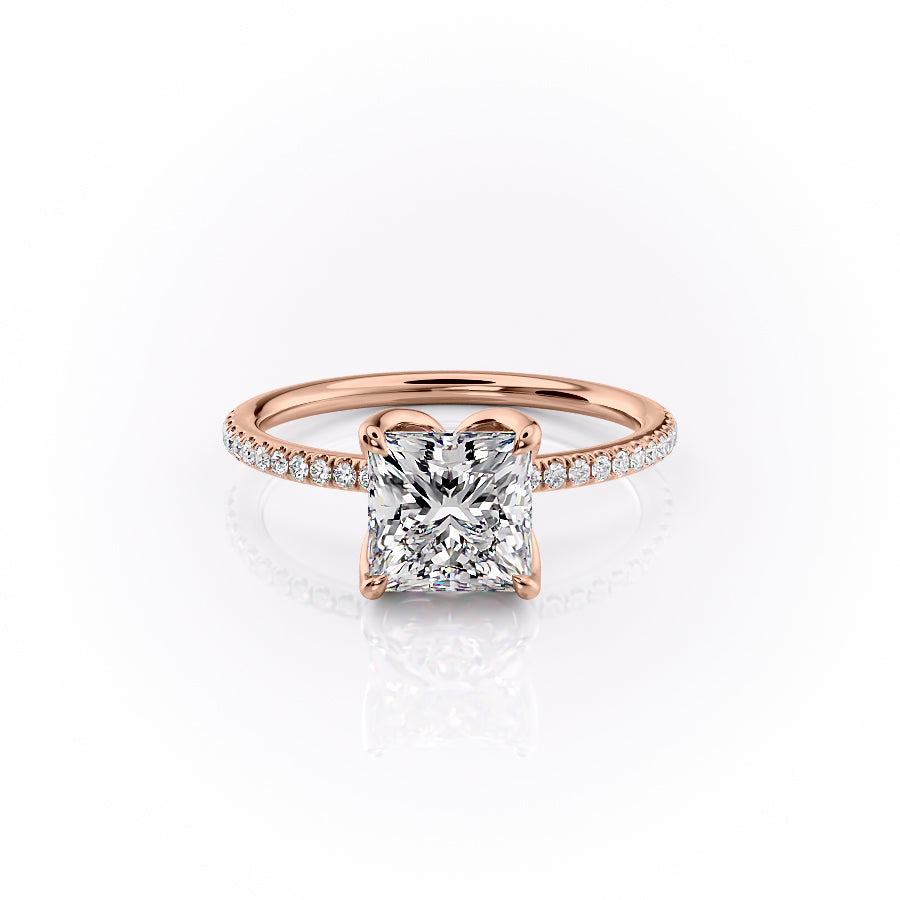 The Pave Lisa Set With A 2.5 Carat Princess Lab Diamond