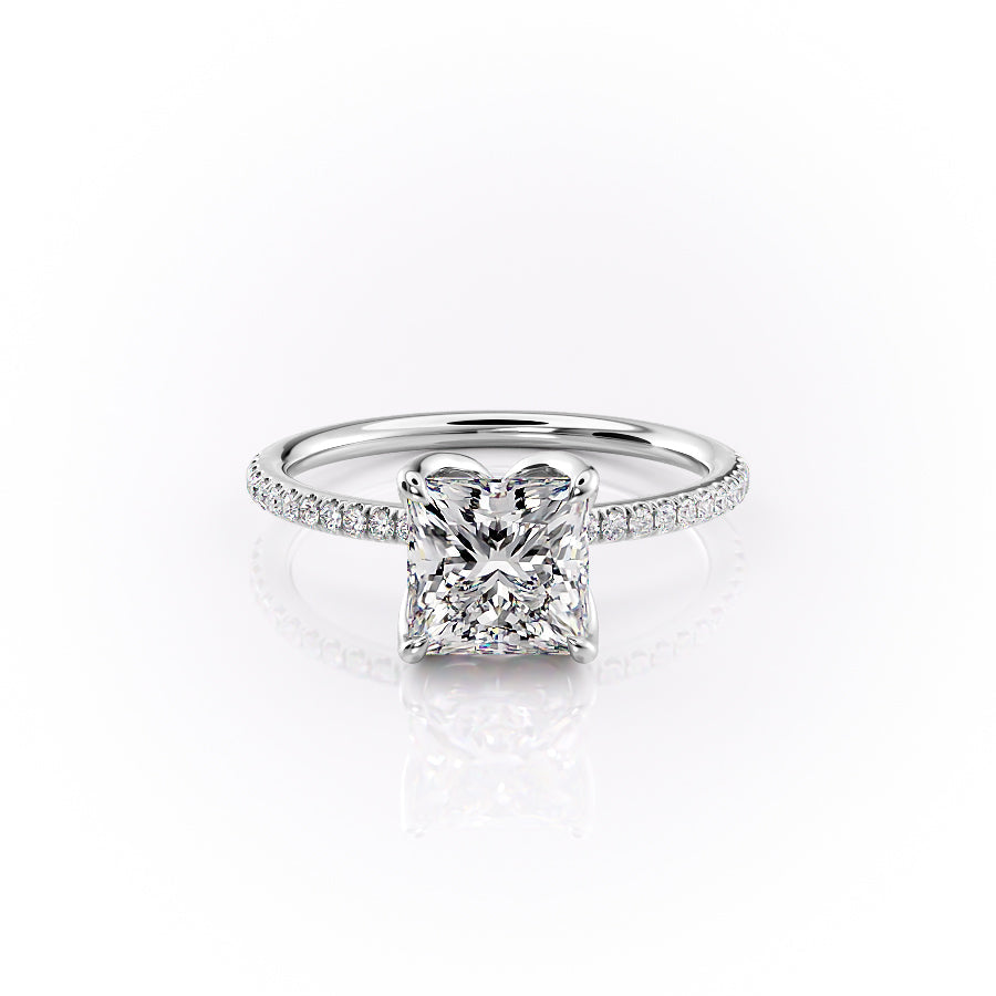 The Pave Lisa Set With A 2 Carat Princess Lab Diamond