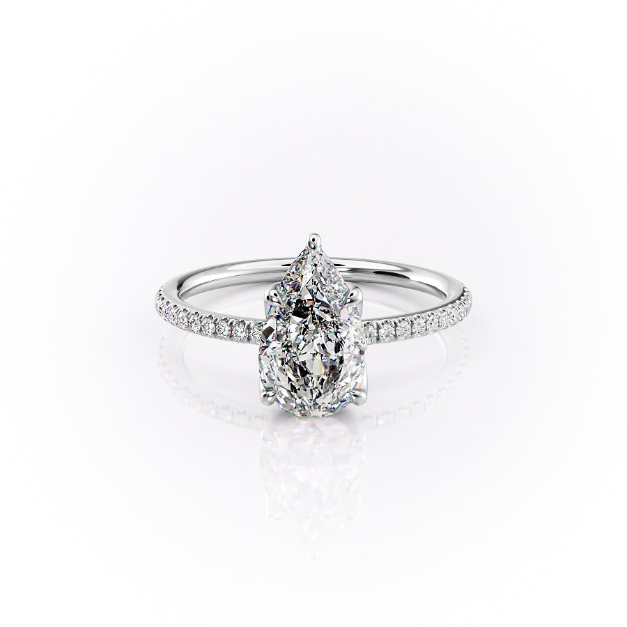 The Pave Lisa Set With A 2 Carat Pear Lab Diamond