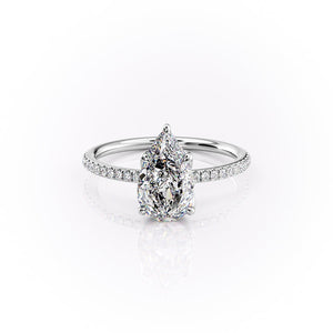 The Pave Lisa Set With A 2 Carat Pear Lab Diamond