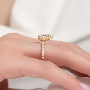 The Pave Lisa Set With A 2 Carat Pear Lab Diamond