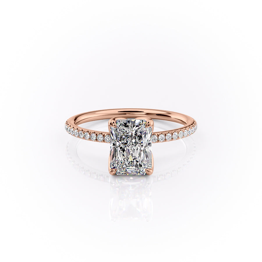 The Pave Lisa Set With A 1.5 Carat Radiant Lab Diamond