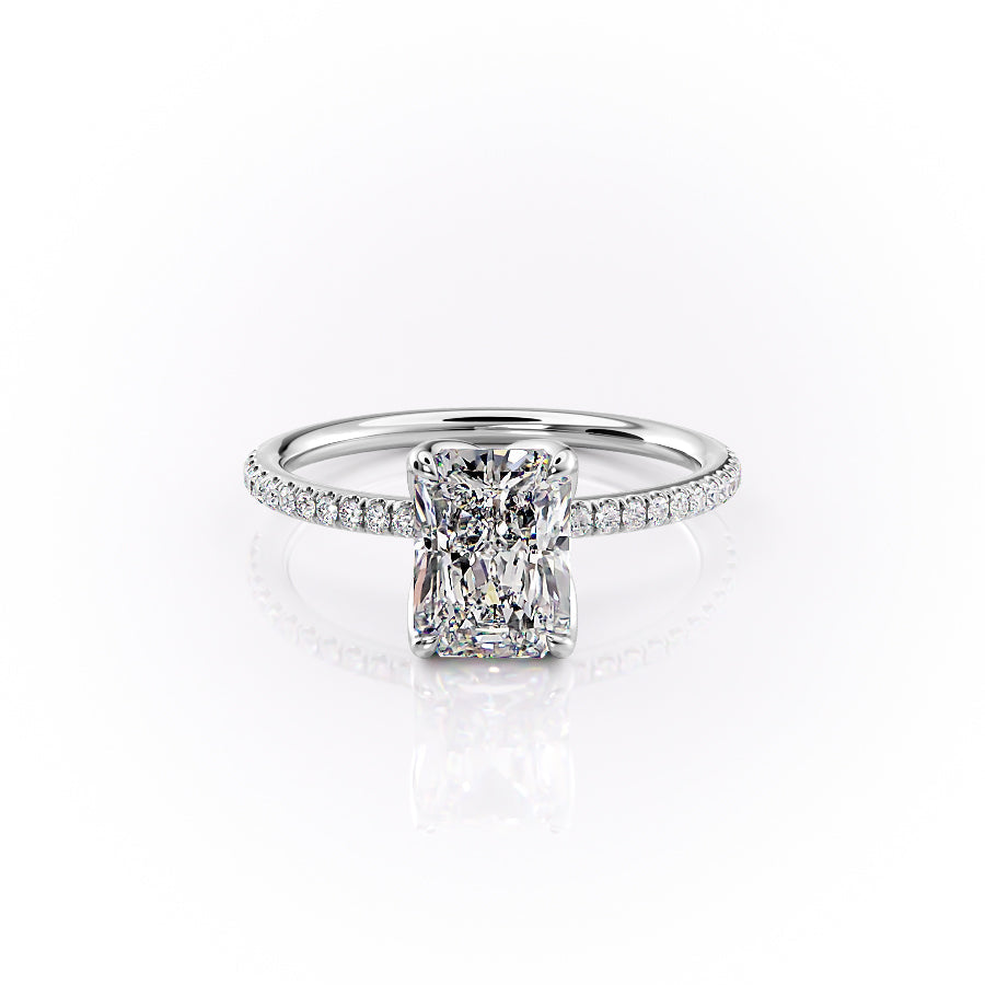 The Pave Lisa Set With A 2.5 Carat Radiant Moissanite