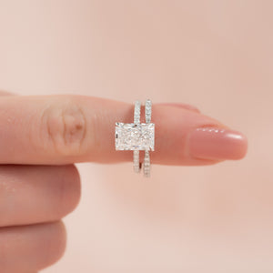 The Pave Lisa Set With A 2 Carat Radiant Lab Diamond