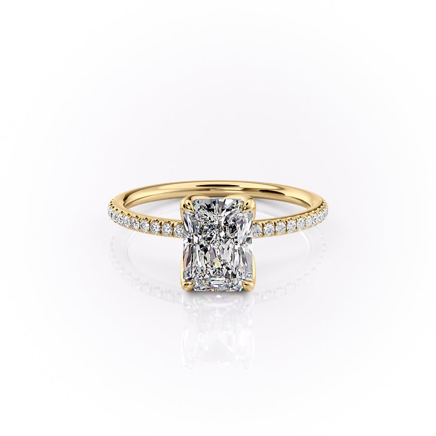 The Pave Lisa Set With A 2.5 Carat Radiant Moissanite