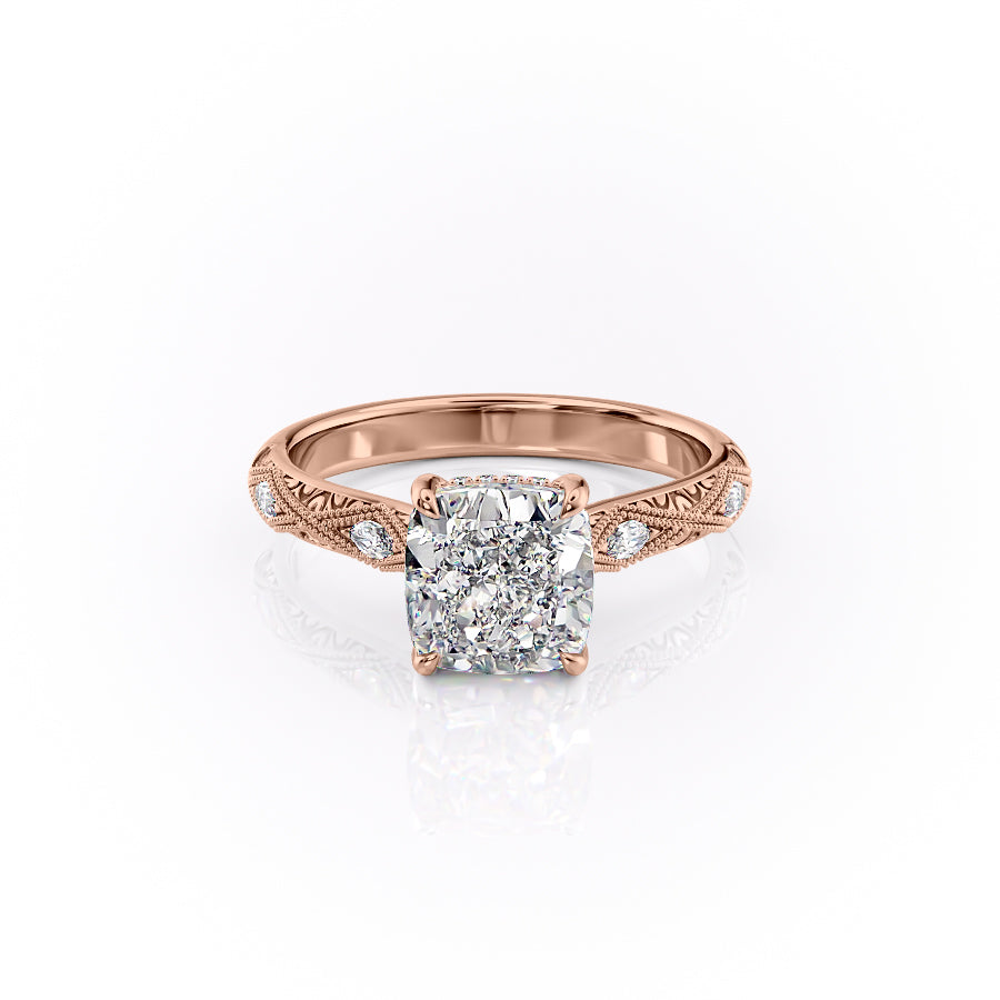 The Claudia Set With A 5 Carat Cushion Moissanite