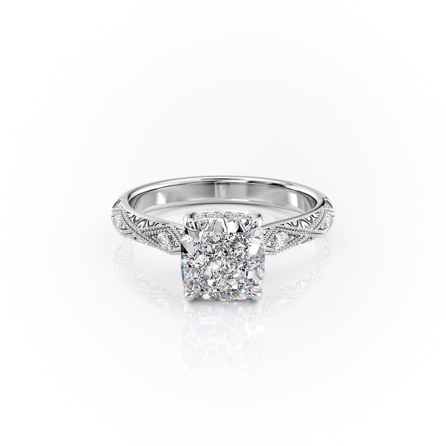 The Claudia Set With A 2 Carat Cushion Moissanite