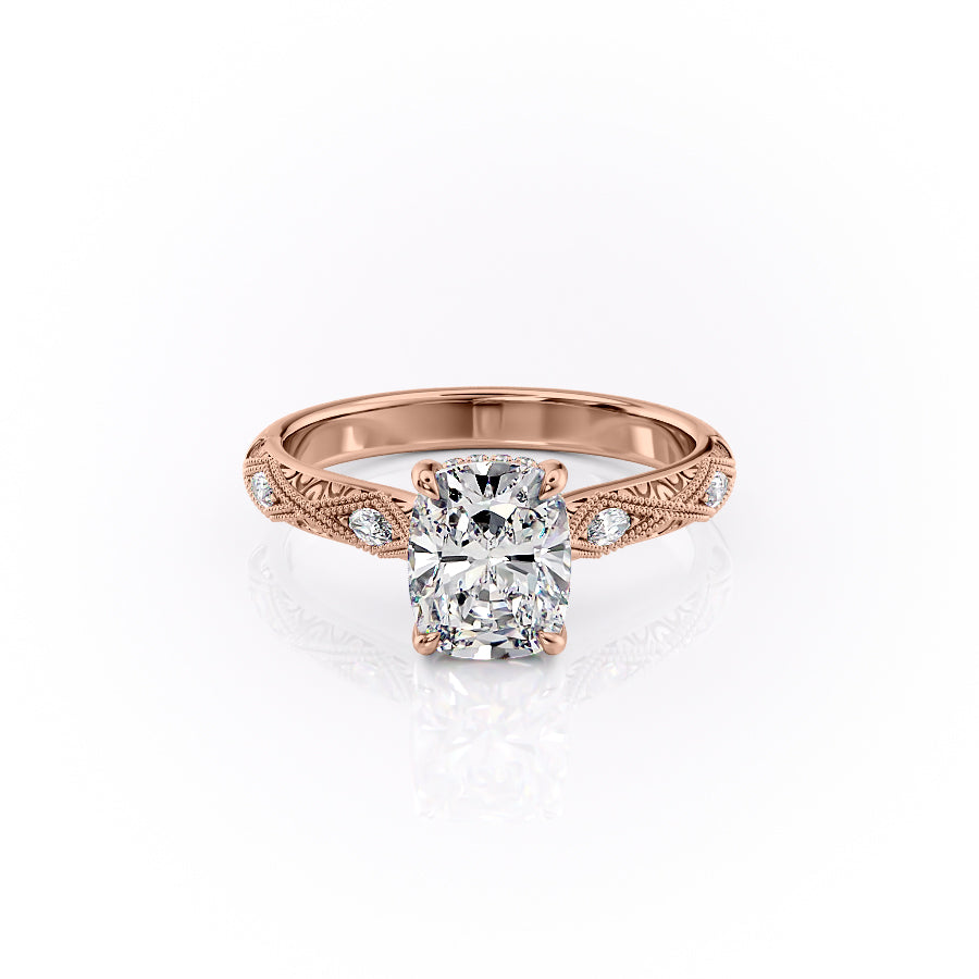 The Claudia Set With A 5 Carat Elongated Cushion Moissanite