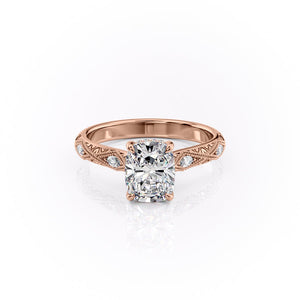 The Claudia Set With A 3.5 Carat Elongated Cushion Moissanite