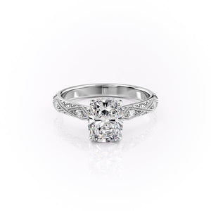 The Claudia Set With A 2.5 Carat Elongated Cushion Moissanite
