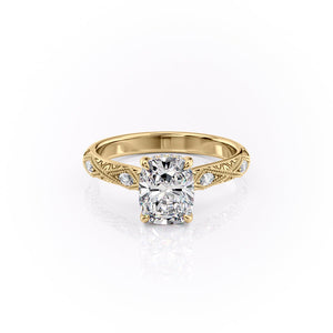 The Claudia Set With A 3 Carat Elongated Cushion Moissanite