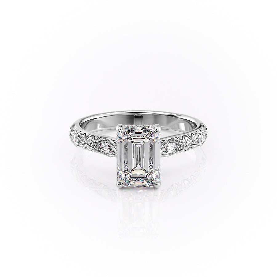 The Claudia Set With A 1 Carat Emerald Lab Diamond