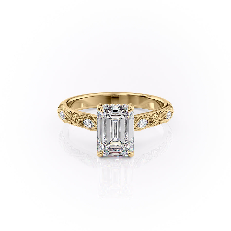 The Claudia Set With A 1.5 Carat Emerald Moissanite