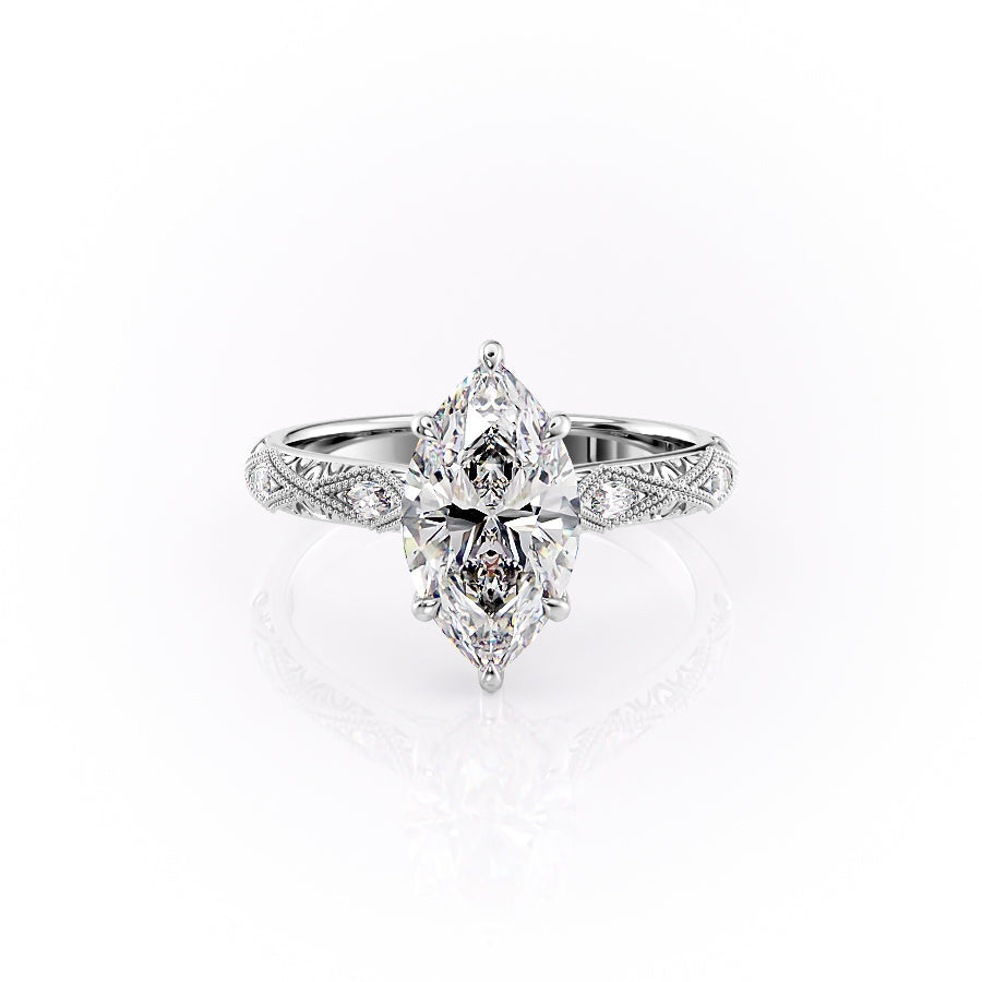 The Claudia Set With A 3.5 Carat Marquise Moissanite