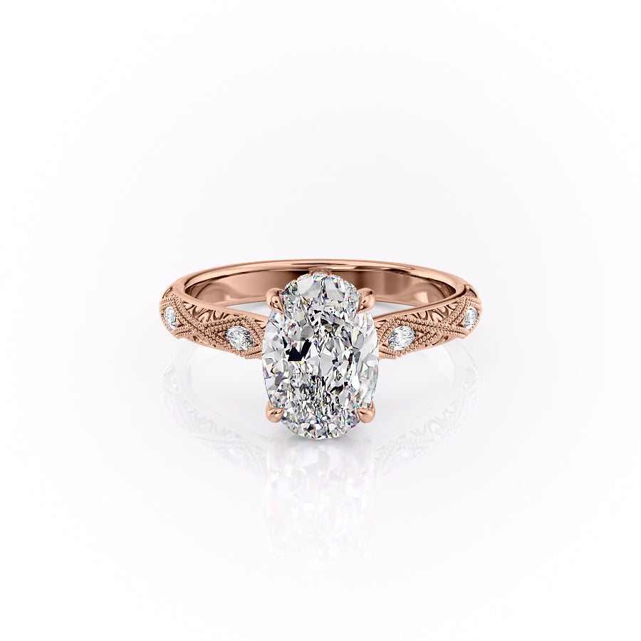 The Claudia Set With A 3.5 Carat Oval Moissanite