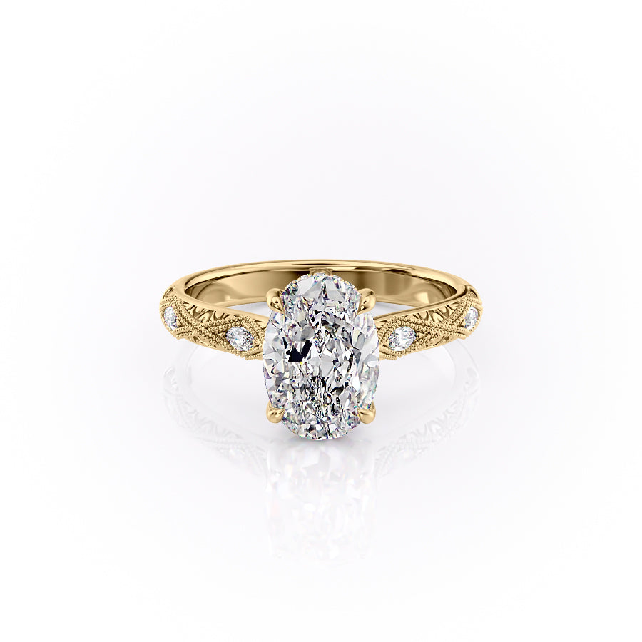 The Claudia Set With A 1 Carat Oval Lab Diamond