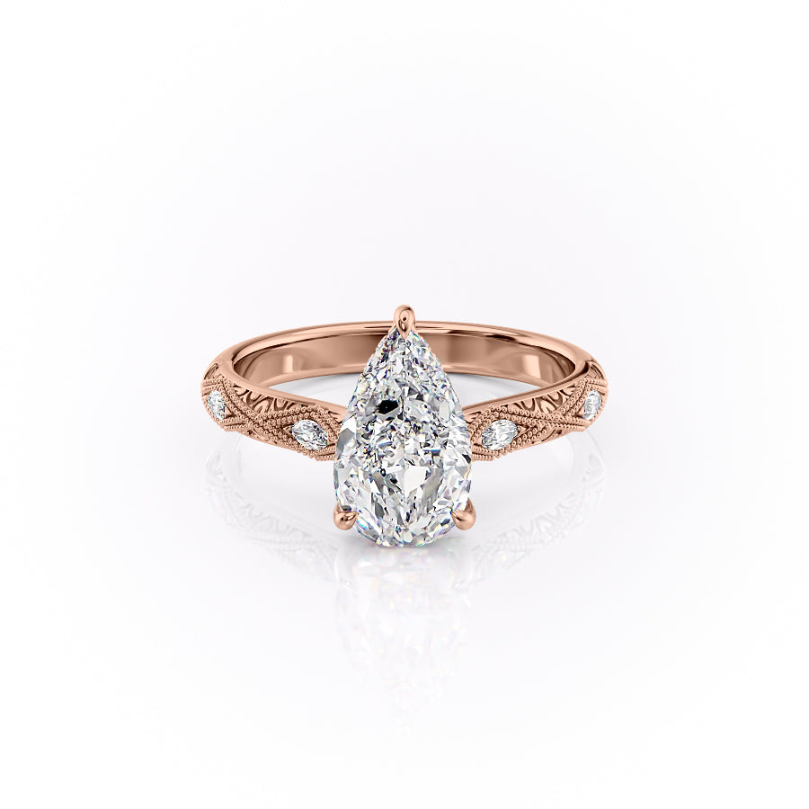 The Claudia Set With A 3 Carat Pear Lab Diamond