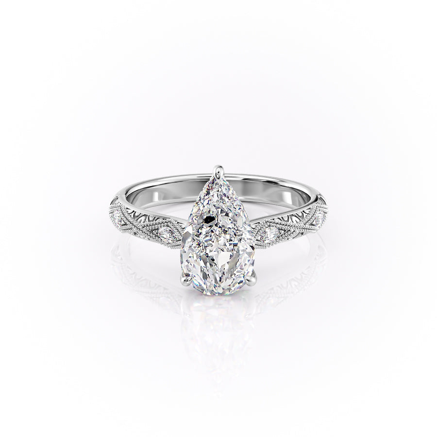 The Claudia Set With A 2.5 Carat Pear Lab Diamond