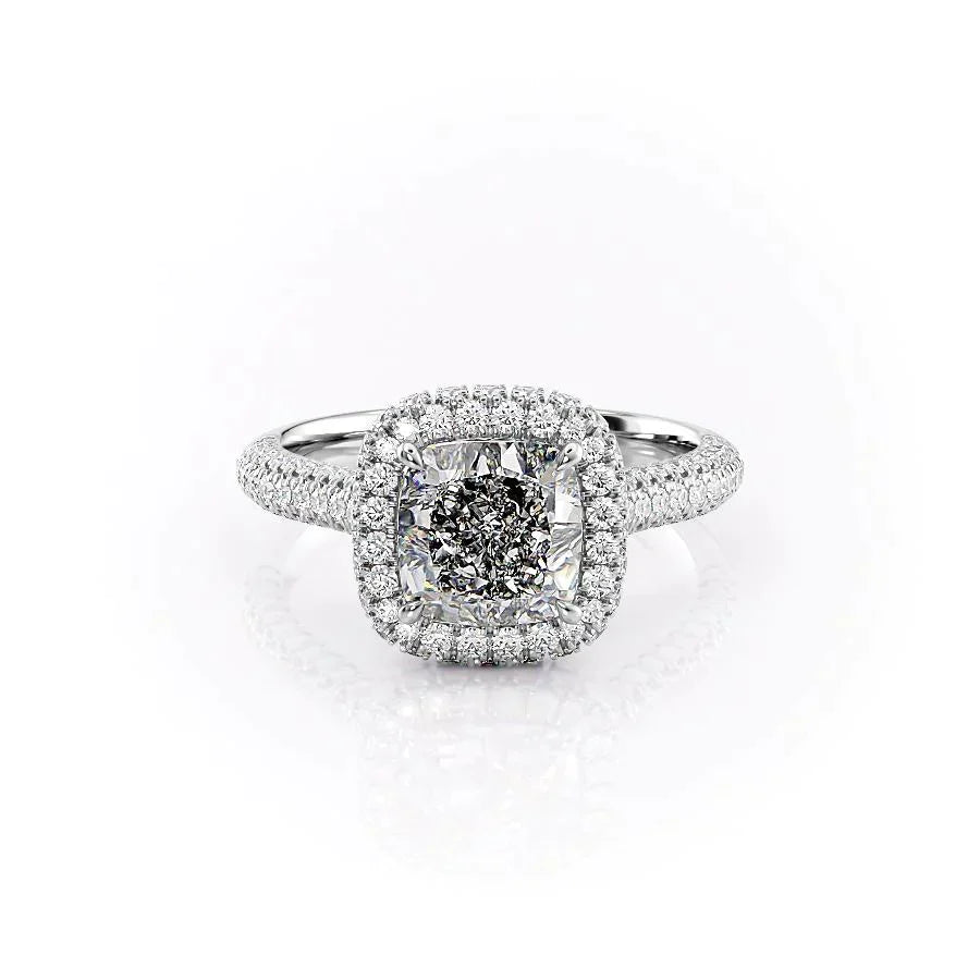 The Kylie Set With A 4 Carat Cushion Moissanite