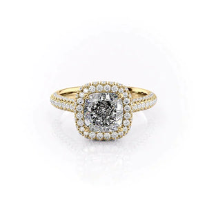 The Kylie Set With A 1 Carat Cushion Moissanite