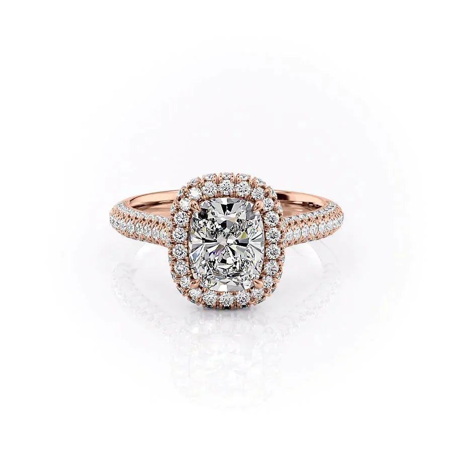The Kylie Set With A 3 Carat Elongated Cushion Lab Diamond