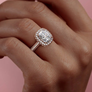 The Kylie Set With A 2 Carat Elongated Cushion Lab Diamond