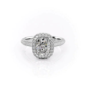The Kylie Set With A 2 Carat Elongated Cushion Moissanite