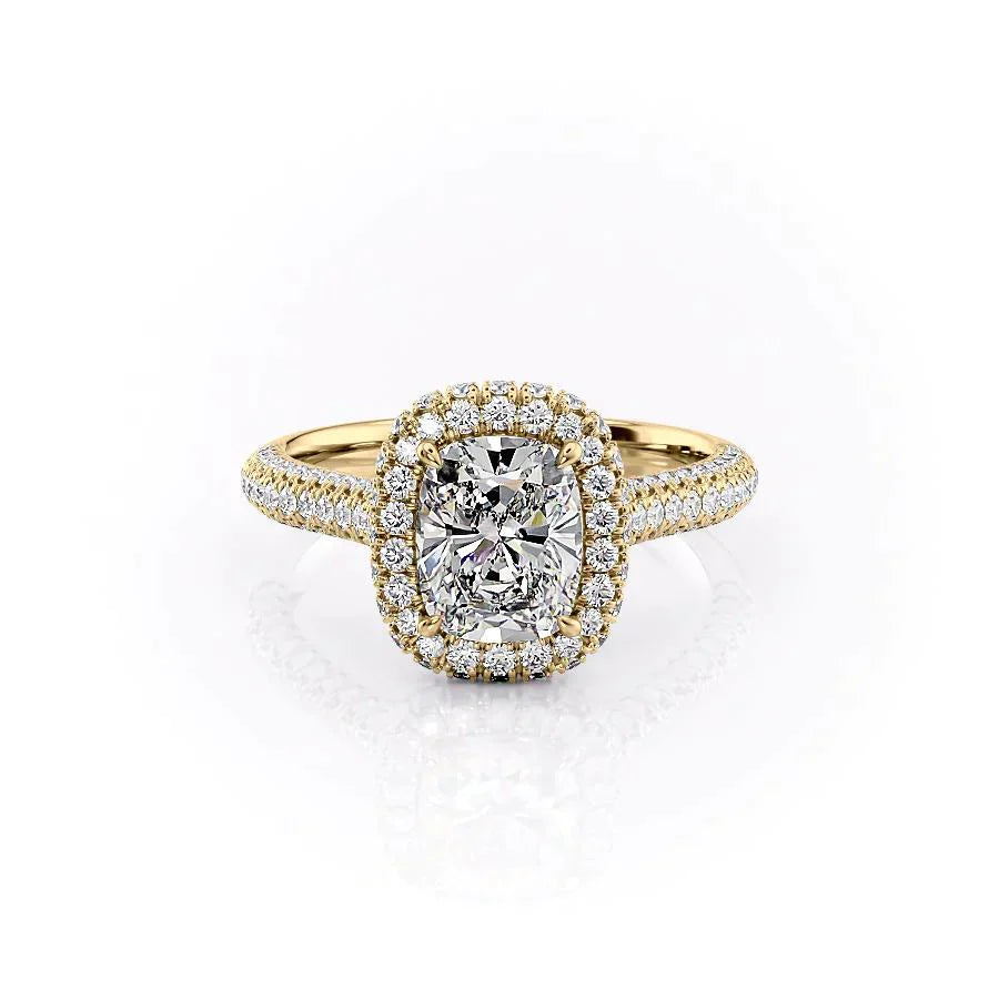 The Kylie Set With A 3 Carat Elongated Cushion Lab Diamond
