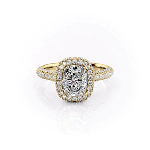 The Kylie Set With A 2.5 Carat Elongated Cushion Lab Diamond