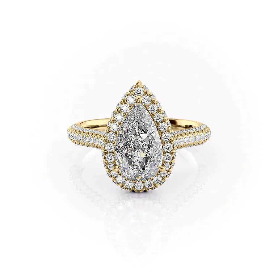 The Kylie Set With A 1.5 Carat Pear Moissanite