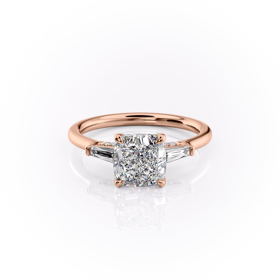 The Baguettes Megan Set With A 3 Carat Cushion Lab Diamond