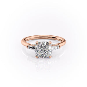 The Baguettes Megan Set With A 2.5 Carat Cushion Lab Diamond