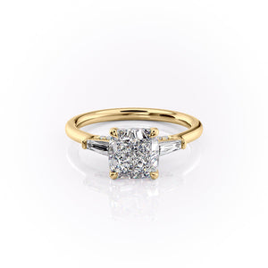 The Baguettes Megan Set With A 3 Carat Cushion Moissanite