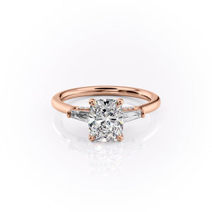 The Baguettes Megan Set With A 2 Carat Elongated Cushion Moissanite