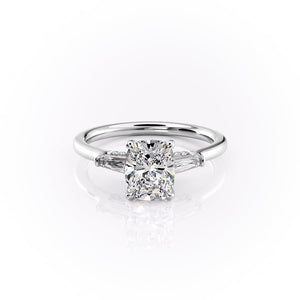The Baguettes Megan Set With A 2.5 Carat Elongated Cushion Lab Diamond
