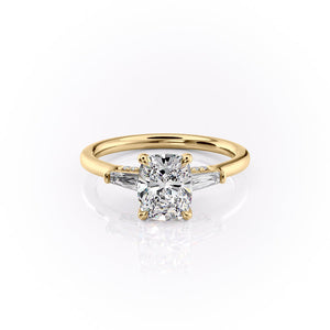 The Baguettes Megan Set With A 1.5 Carat Elongated Cushion Lab Diamond
