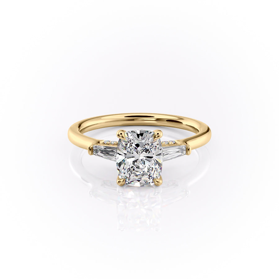 The Baguettes Megan Set With A 1.5 Carat Elongated Cushion Lab Diamond