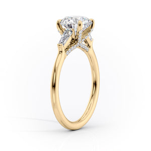 The Baguettes Megan Set With A 2 Carat Elongated Cushion Lab Diamond