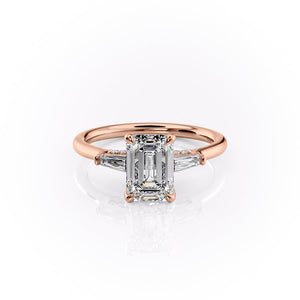The Baguettes Megan Set With A 2.5 Carat Emerald Moissanite
