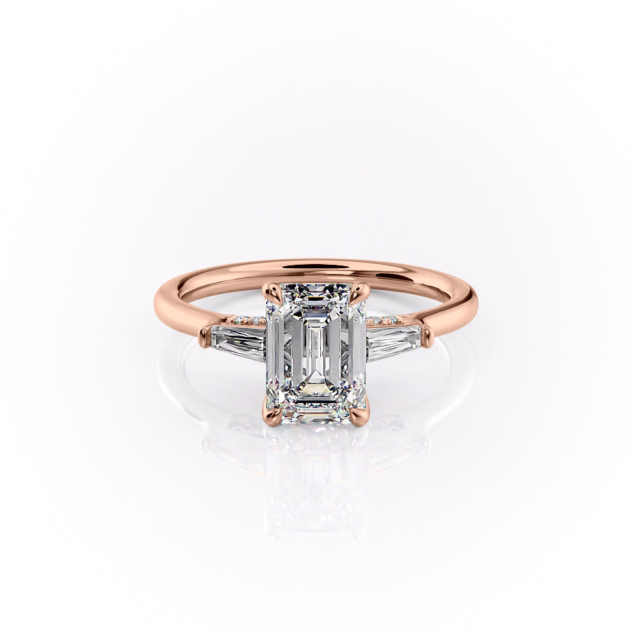 The Baguettes Megan Set With A 5 Carat Emerald Moissanite