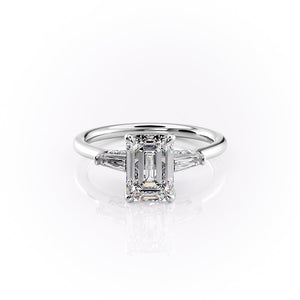 The Baguettes Megan Set With A 3.5 Carat Emerald Moissanite