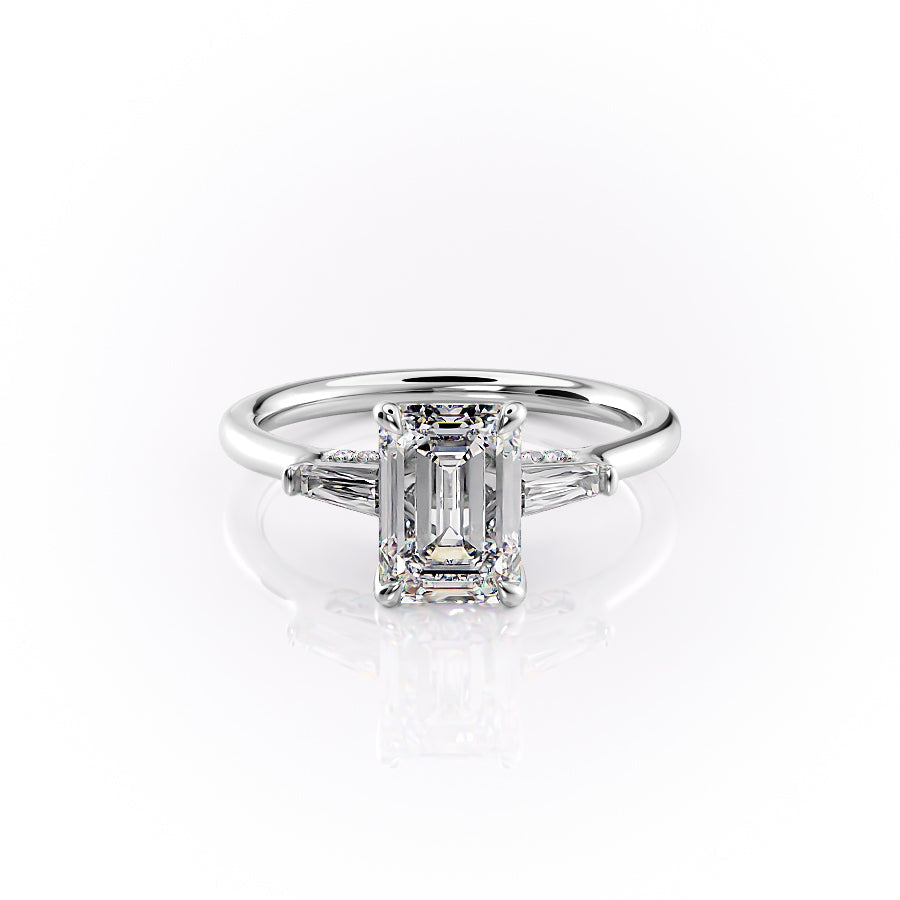 The Baguettes Megan Set With A 4 Carat Emerald Moissanite