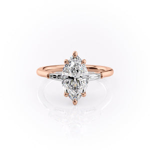 The Baguettes Megan Set With A 3 Carat Marquise Moissanite
