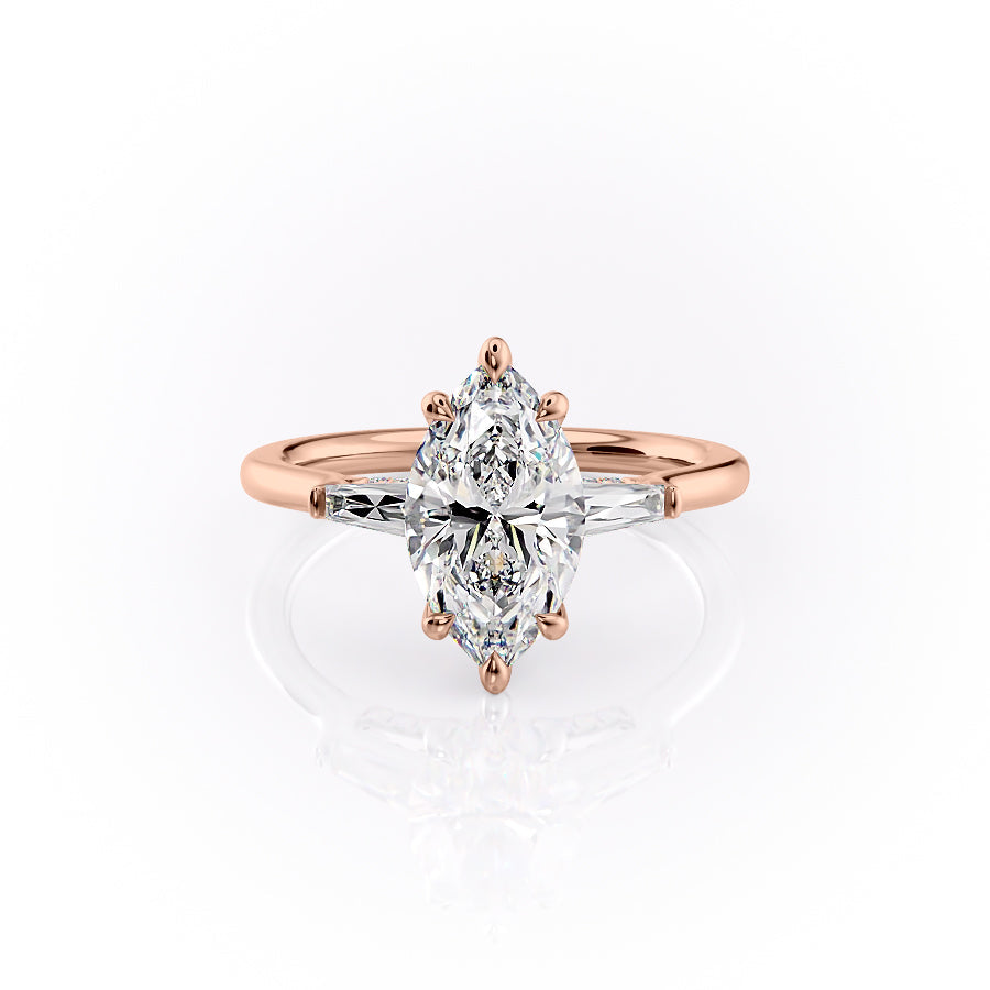 The Baguettes Megan Set With A 2.5 Carat Marquise Lab Diamond