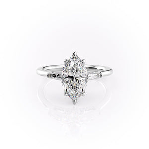 The Baguettes Megan Set With A 2.5 Carat Marquise Moissanite