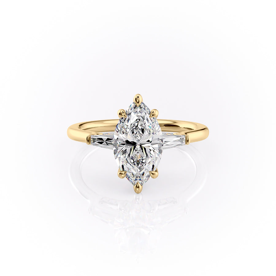 The Baguettes Megan Set With A 4.5 Carat Marquise Moissanite