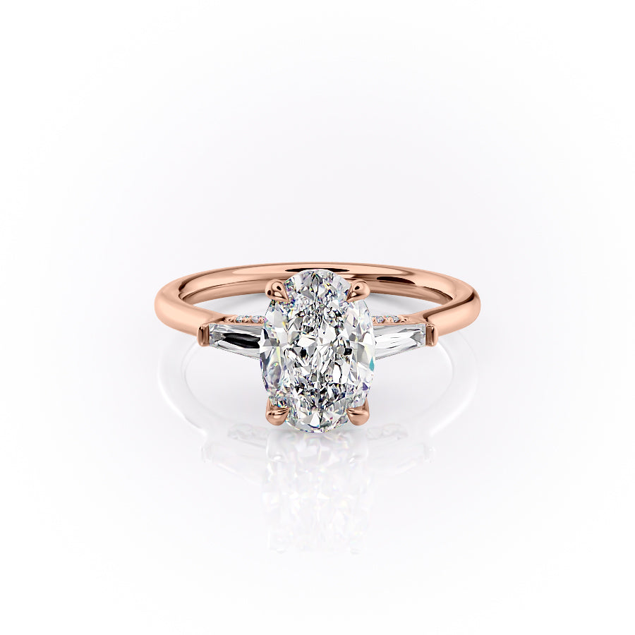 The Baguettes Megan Set With A 1.5 Carat Oval Lab Diamond