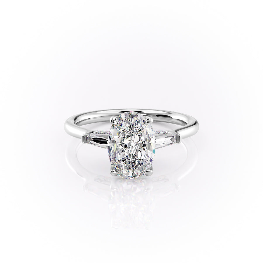 The Baguettes Megan Set With A 3 Carat Oval Lab Diamond